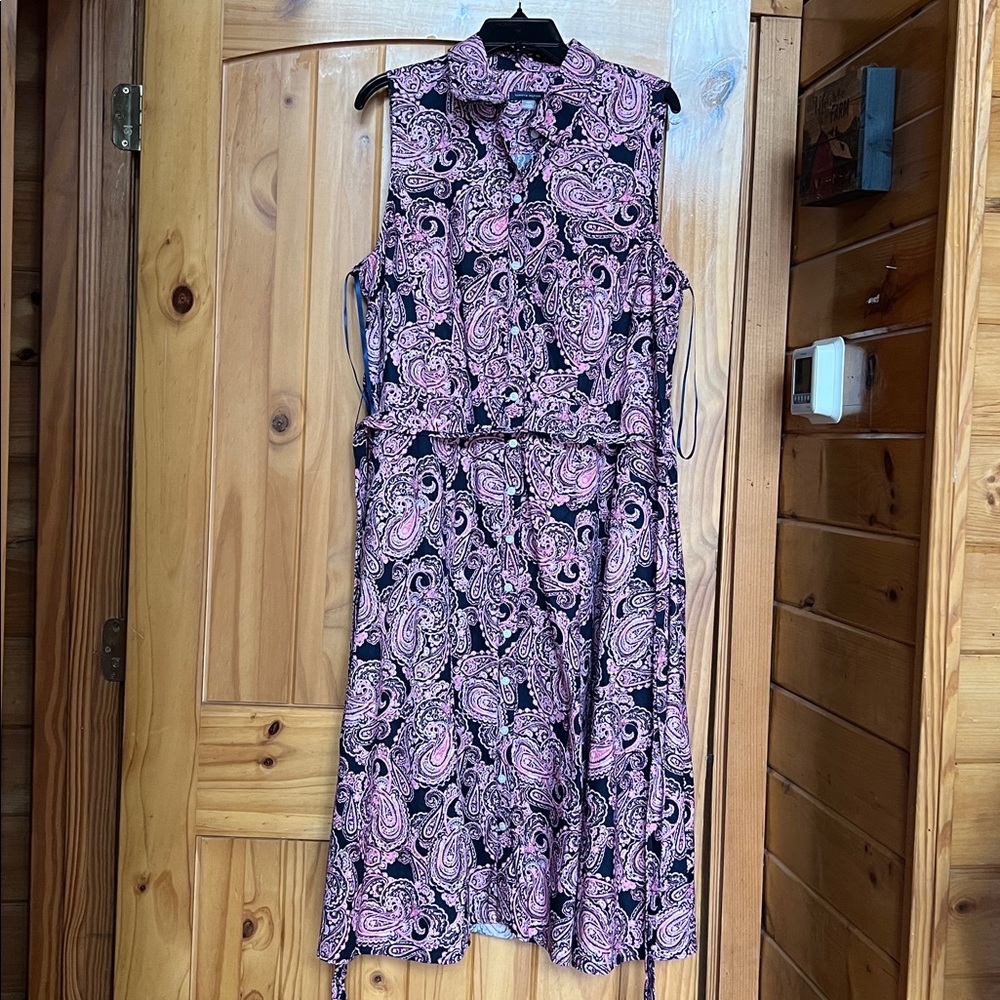 Tommy Hilfiger cotton midi button down paisley print dress